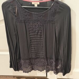 Taylor & Sage Dark Gray Lace Blouse